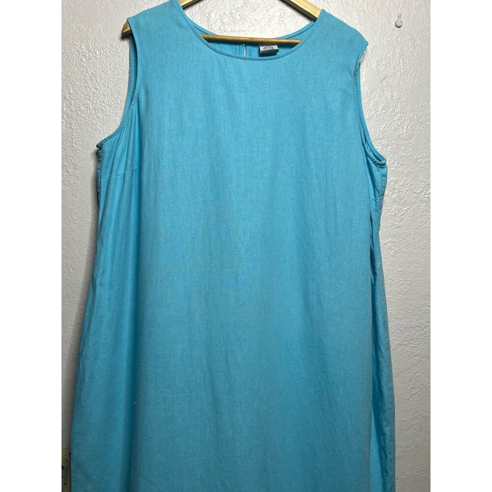 VINTAGE Ultra Dress Size 18W Blue Embroidered Floral Two-Piece Linen/Rayon Set - Picture 5 of 16
